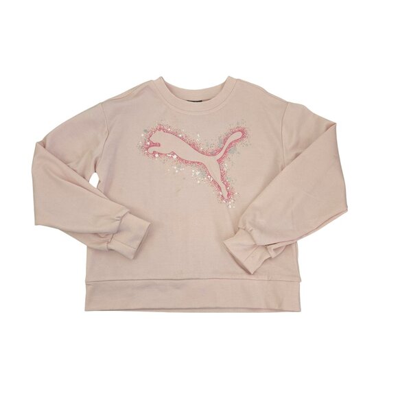 Puma Youth Girls 6/7 3-Piece Outfit: Pink Sweatshirt Navy Tee Pink Shorts 4163 - Picture 2 of 16